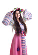 young girl with garland - oriental russian costume