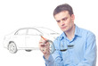 Men drawing car Men drawing car