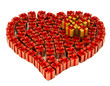 Heart from gifts red and gold