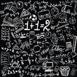 Blackboard with school symbols - vector illustration