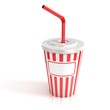 fast food paper cup with red tube