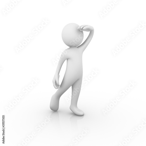 Illustration: Man looking far way / analyzing / hoping / expecting / waiting Man looking far way / analyzing / hoping / expecting / waiting