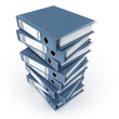 A pile of blue ring binders isolated on the white background A pile of blue ring binders isolated on the white background