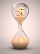 spending money concept - hourglass with dollar sign