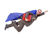 man with the flag of the European Union....