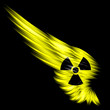 Yellow Abstract wing with radioactive sign on black background