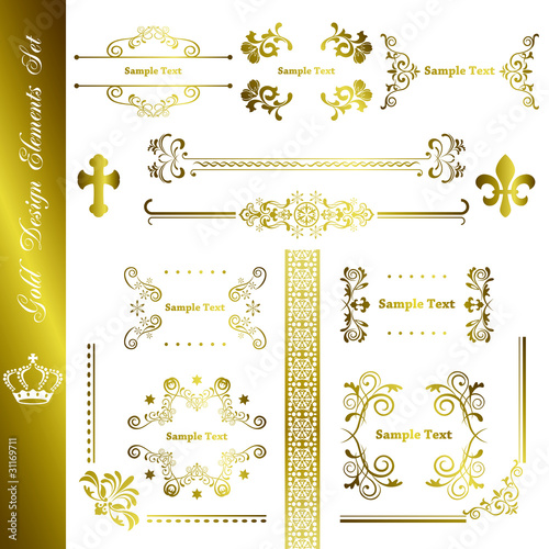 Vector: Gold elements set Gold elements set