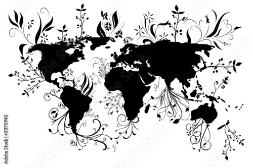 Illustration: World Floral Map World Floral Map