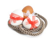 Easter eggs with festive bow