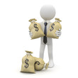 Businessman with bags of dollars