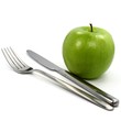 Apfel und Besteck