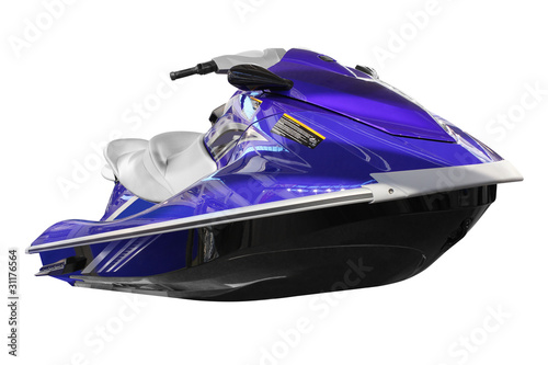 Photo: blue jet ski front view isolated on white blue jet ski front view isolated on white