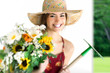 Photo: portrait with flowers and tools portrait with flowers and tools