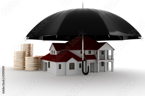 Illustration: 3d Property insurance concept. 3d Property insurance concept.