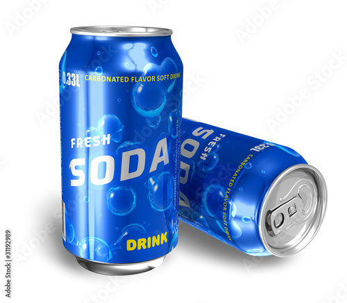 Photo: Refreshing soda drinks in metal cans Refreshing soda drinks in metal cans