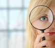 Teen girl with magnifier