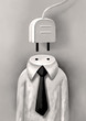 Businessman with a socket instead of head