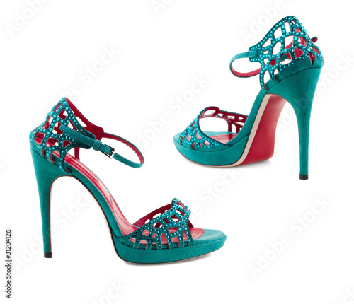 Foto: Women's shoes on a white background. Women's shoes on a white background.