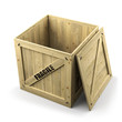 Wooden box container isolated on white background