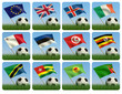 Soccer ball in the grass and the flag. 3d Soccer ball in the grass and the flag. 3d