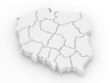 Three-dimensional map of Poland. 3d