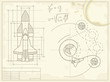 blueprint of the spaceship and its flight path