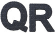 Luxury black stitched leather font Q R letters