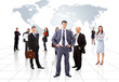 business people team with world map