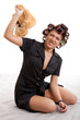 housewife with plaything