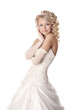 Woman dressed as a bride.