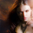 Beautiful lady with long brown hair Beautiful lady with long brown hair
