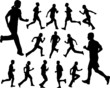 people running silhouettes - vector
