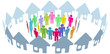 Social neighbor people meet in home ring