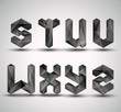 Trendy Black Fractal Geometric Alphabet.