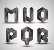 Trendy Black Fractal Geometric Alphabet.