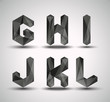 Trendy Black Fractal Geometric Alphabet.