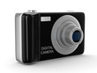 Compact digital camera on white. Isolated 3D image Compact digital camera on white. Isolated 3D image