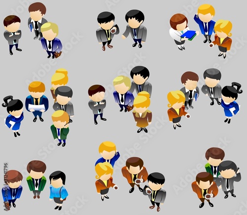 Illustration: Business people are standing in groups. Business people are standing in groups.