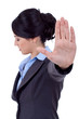 business woman making stop sign