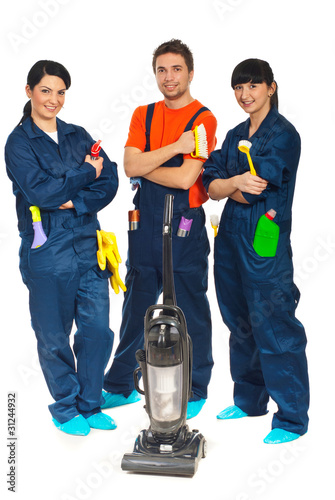 Photo: Cleaning service workers team Cleaning service workers team