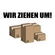 Vektor: Wir ziehen um! Wir ziehen um!