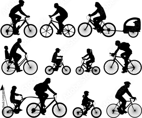 Vektor: bicyclists silhouettes collection bicyclists silhouettes collection