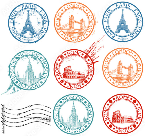 Vector: City stamps collection City stamps collection