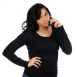 Totally discussed with what she hears on the cell phone