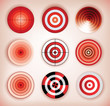 set of different isolated dartboards