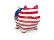 Piggy Bank with USA flag isolated on white Piggy Bank with USA flag isolated on white