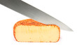 knife cut slice of cheese