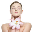 Serene wellness girl with flower Serene wellness girl with flower
