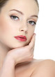 Sexy beautiful woman with bright red lipstick
