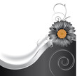 Schwarze Blüte mit Welle und Spirale